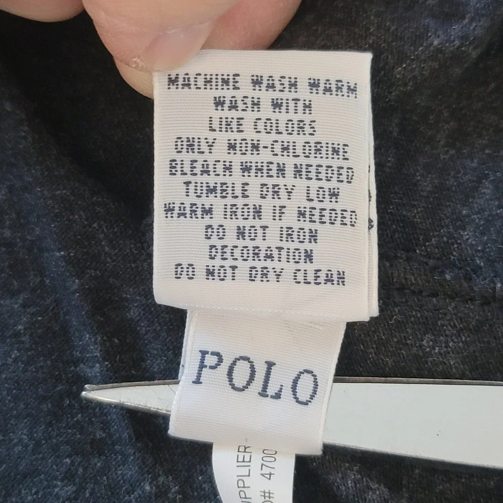 Polo Ralph Lauren T-Shirt Mens XL Gray V-Neck Long‎ Sleeve Cotton Pony Logo